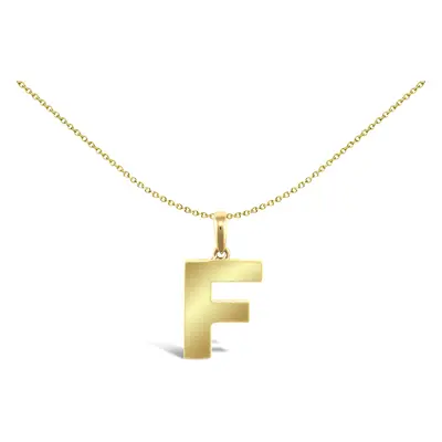 Jewelco London Solid 9ct Yellow Gold Polished Block Identity Initial Charm Pendant Letter F - JI