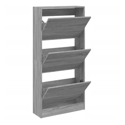 (grey sonoma, x x 125.5 cm) vidaXL Shoe Cabinet with Flip-Drawers Shoe Storage Shelf Shoe Rack C