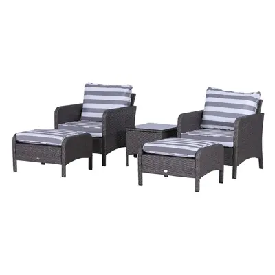 Outsunny Pieces Outdoor Patio Furniture Set Wicker Conversation Set Deep Grey