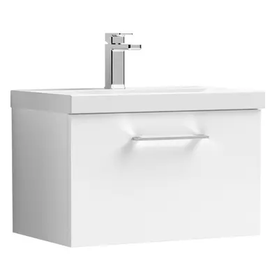 Wall Hung Drawer Vanity Unit with Mid-Edge Ceramic Basin, 600mm - Gloss White