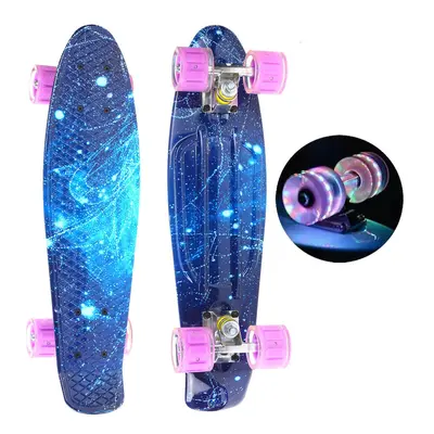 22inch Kids Skateboard Flashing Wheel Chrome Bearing Mini Cruiser Children Longboard Outdoor Spo