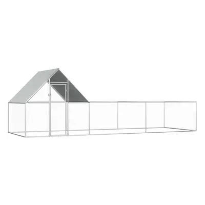 vidaXL Chicken Coop 6x2x2m Galvanised Steel Hen House Poultry Hutch Run Nest