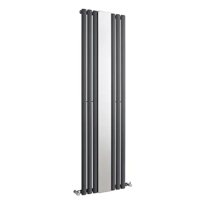 Vertical Single Panel Radiator with Mirror - 1800mm x 499mm - BTU - Anthracite