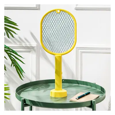 (Yellow) 2700V Electric Mosquito Swatter Night Light Dual Mode Built-in 450mAh Battery USB Recha