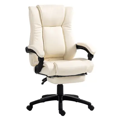 Vinsetto Executive Home Office Chair High Back Recliner, with Foot Rest, Cream