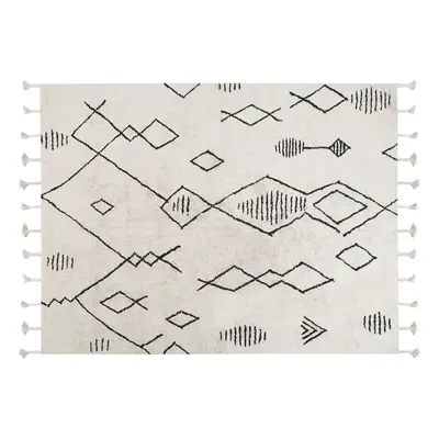 Cotton Area Rug x cm Black and White KEBIR