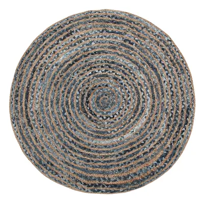 Round Area Rug Braided Ã¸ cm Blue and Beige MASLAK