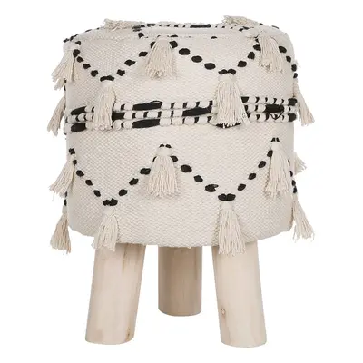 Stool THONDI Beige Cotton