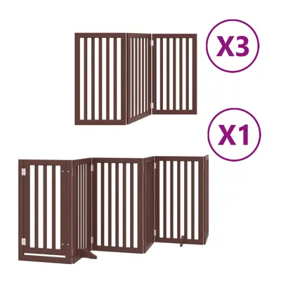 (brown, x x cm/ pcs) vidaXL Dog Gate with Door Foldable Panels Dog Fence Pet Gate Poplar Wood