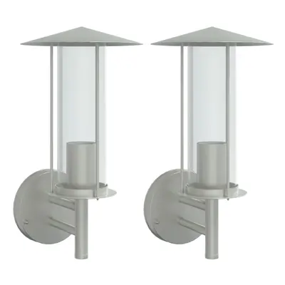 (silver, pcs) vidaXL Outdoor Wall Lights Wall Lamps Garden Wall Lantern Stainless Steel