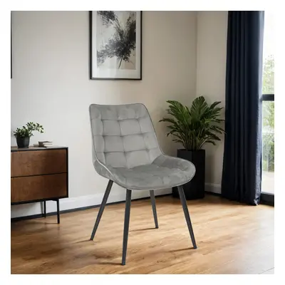 Velvita Grey Luxury Velvet With Black Legs Dining Chair