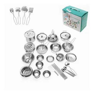 40PCS Mini Kitchenware Play Set Kitchen Pan Pot Dish Stainless Child Kids Role Play Toy Gift