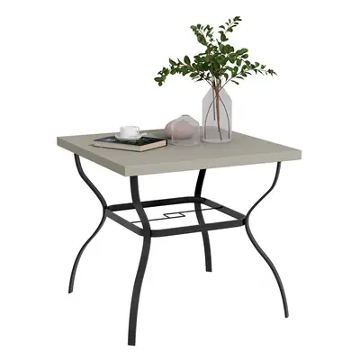 Outsunny Garden Dining Table w/ Umbrella Hole, Dining Table for 4, Grey