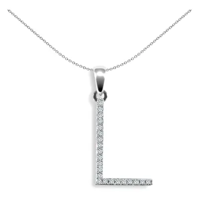 Jewelco London Ladies Solid 9ct White Gold Pave Set Round G SI 0.11ct Diamond Elegant Block Init