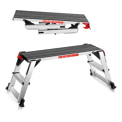 Folding Hop Up Work Platform Aluminium Step Up Bench Ladder Stool w/ Safety Lock