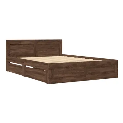 vidaXL Bed Frame with Headboard Bed Brown Oak Small Double Engineered Wood