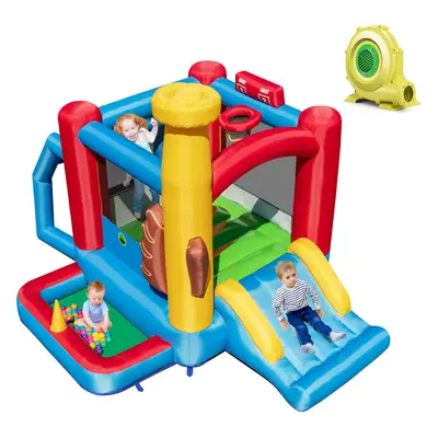 Baseball Themed Jumping House Kids Bouncy Slide Castle w/ 680W Blower