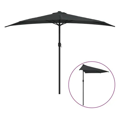 vidaXL Balcony Parasol with Aluminium Pole Umbrella Black 300x155x223 cm Half