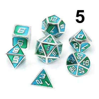 () 7Pcs Mixed Color Polyhedral Dice Metal RPG Dices Set with Velvet Bag Dungeons and Dragon Blac