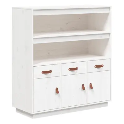 (White) vidaXL Solid Wood Pine Highboard Sideboard Storage Cupboard Multi Colours