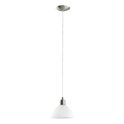 Pendant Light Colour Satin Nickel Shade White Glass Alabaster Bulb E27 1x60W