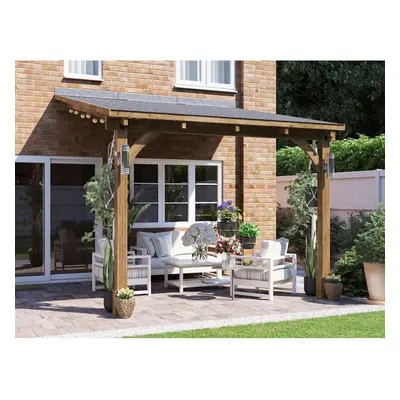 Dunster House Lean To Gazebo Wooden Canopy Kit 3m x 3m Patio Garden Shelter Leviathan