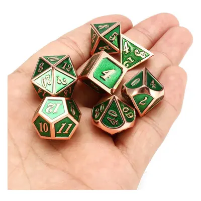 () 7pcs Zinc Alloy Multisided Dices Set Enamel Embossed Heavy Metal Polyhedral Dice With Bag