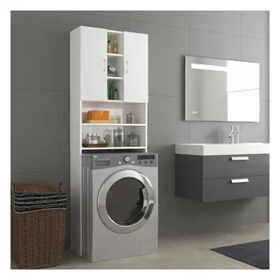 vidaXL Washing Machine Cabinet High Gloss White Bathroom Laundry Room Cupboard