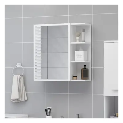 vidaXL Bathroom Mirror Cabinet White Engineered Wood Home Wall Storage Rack