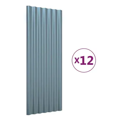 (grey, x cm) vidaXL 12/36x Roof Panels Powder-coated Steel Corrugated Multi Colours/Sizes