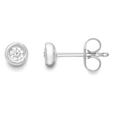 Jewelco London 18ct White Gold Diamond Rubover Solitaire Stud Earrings 5mm 0.16ct - EGNR02071