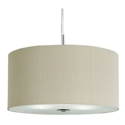 Modern Cream Pleat Drum Pendant With Frosted Glass Diffuser