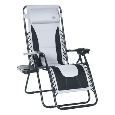 Outsunny Zero Gravity Lounger Folding Recliner Chair w/ Cup Holder Grey