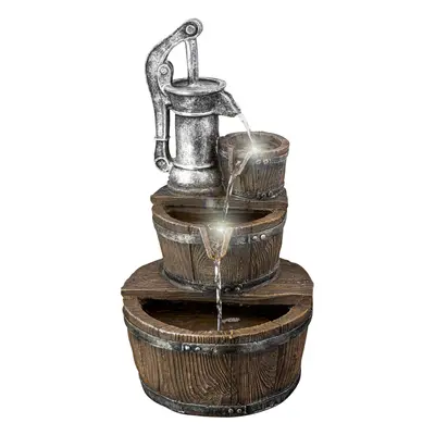 (Pump Barrel Fountain) GEEZY Freestanding LED Water Fountain | Small Garden Fountain With LED Li