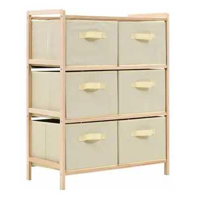 vidaXL Storage Rack with Fabric Baskets Cedar Wood Beige Cabinet Drawer Unit