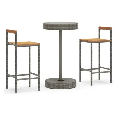 (grey, piece) vidaXL Garden Bar Set Bar Table and Chair Poly Rattan and Solid Wood Acacia