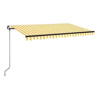 vidaXL Manual Retractable Awning 400x350 cm Yellow and White Outdoor Garden