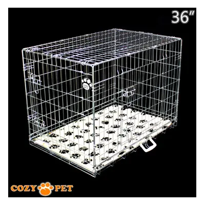 Dog Cage in Silver Puppy Crate Cozy Pet Travel Crates inc Vet Bedding