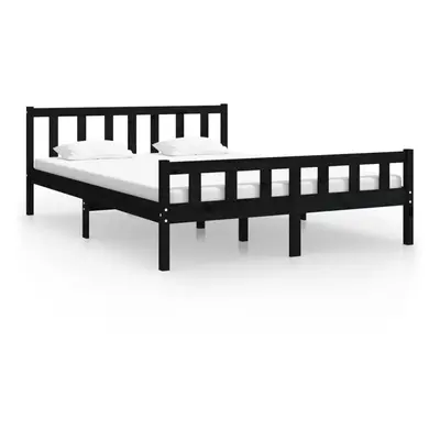 (black, x cm) vidaXL Bed Frame Home Wooden Bedroom Bedstead Platform Bed Base Solid Wood