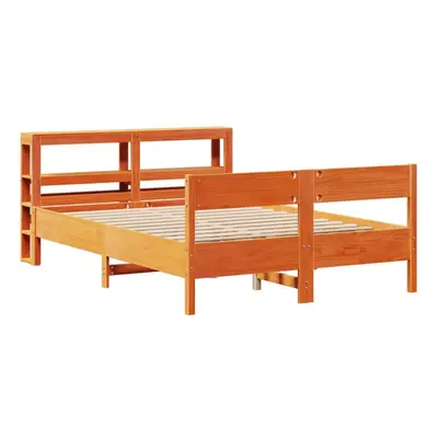 vidaXL Bed Frame with Headboard Bed Base Wax Brown 160x200 cm Solid Wood Pine