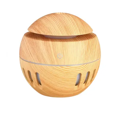 (B) USB Mini Wood Grain Air Humidifier Aroma Essential Oil Diffuser Colors LED Lights