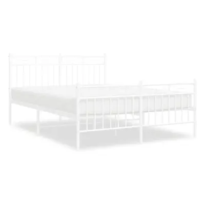 (white, 135x190 cm/with headboard & footboard) vidaXL Metal Bed Frame Home Bedroom Bed Base Matt