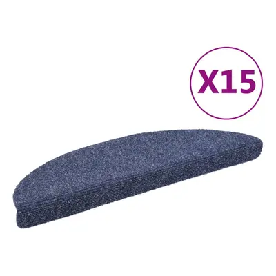 vidaXL 15x Self-adhesive Stair Mats Needle Punch 56x17x3cm Blue Tread Rugs