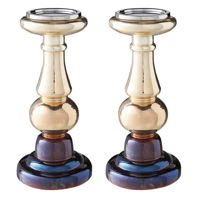 Set of Candle Holders IMARTI Glass cm Gold