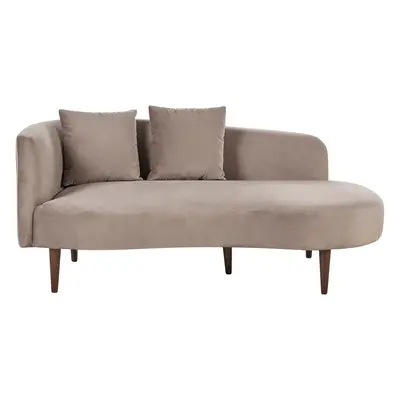 Left Hand Velvet Chaise Lounge Taupe CHAUMONT