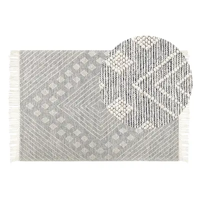 Wool Area Rug x cm Grey and White SAVUR