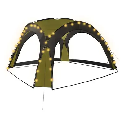 vidaXL Party Tent with LED and Sidewalls Green Garden Camping Canopy Gazebo