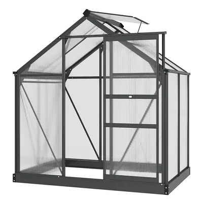 Outsunny 6x4ft Walk-In Polycarbonate Greenhouse Plant Grow Galvanized Aluminium