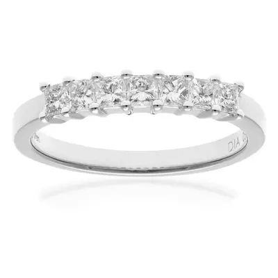 (M) Jewelco London 18ct White Gold Eternity Ring, J/I Certified Diamonds, Princess Cut, 0.50ct