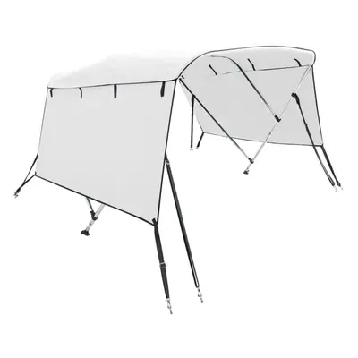 (white, cm) vidaXL 3-bow Bimini Top with Sidewalls UV-Proof Canvas Boat Canopy Awning